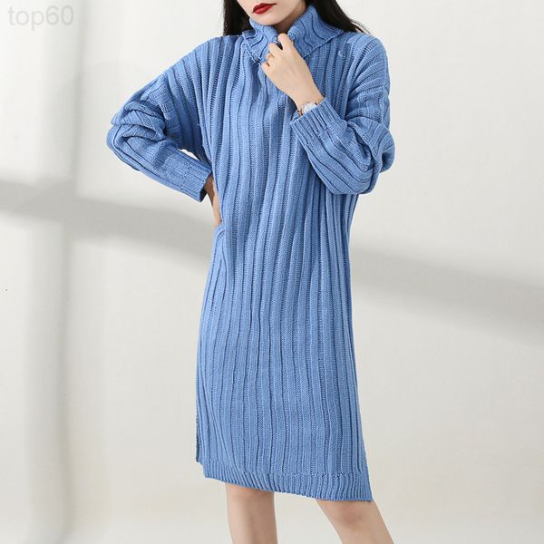 

women's sweaters designer []autumn and winter new high neck slim knit bottomed skirt women's split thin medium length dress 3o98, White;black