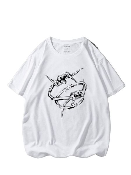 

men graphic print tee d64c#, White;black