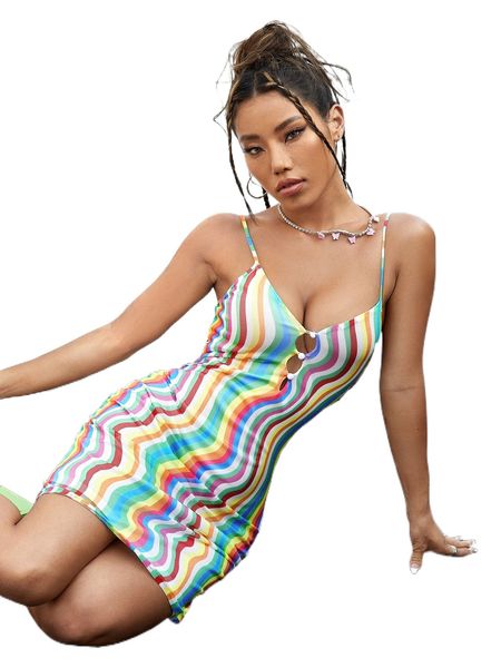 

colorful s.triped c.ut o.ut front bodycon d.ress o80b#, Black;gray