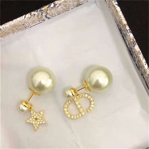 

2022 fashion 20% off designer jewelry d di star asymmetric diamond pearl earrings female fashion geometric earrings accessories, Golden
