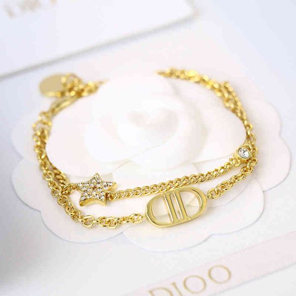 

new d letter female di family classic chain body 2022 luxury brand fashion design versatile ladies bracelet, Black