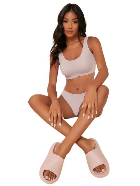 

microfiber ribbed no show lingerie set m3we#, Black;red