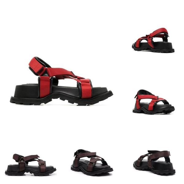 

Italy Designer platform sandals touch-strap fastening crossover-strap chunky shoes square-toe sandal stretch open square toe rubber lug sole dark brown sandals, Boxes jilbox