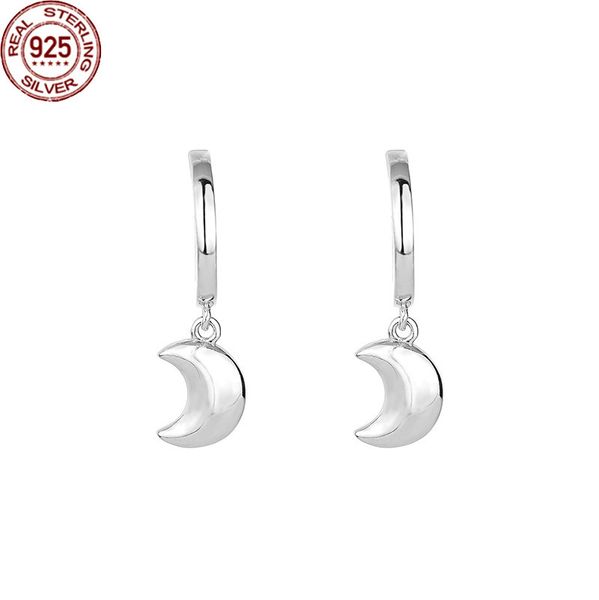 

popular s925 sterling silver charm earrings simple and fashionable design moon autumn winter new jewelry female shrimp skin, Golden