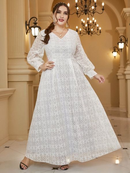 

plus lantern sleeve lace maxi dress v5fm#, Black