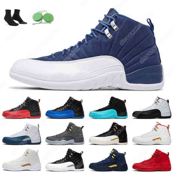 

12 indigo men basketball shoes 12s twist reverse flu game dark grey taxi mens trainer outdoor sneakers