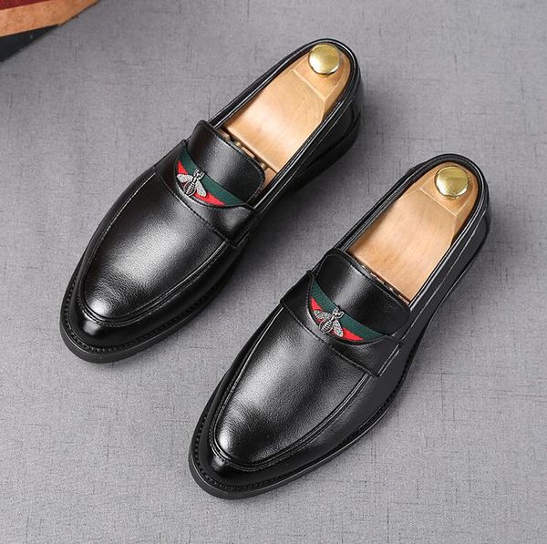 

luxury designer leather mens dress shoes british style spring and autumn lazy loafers walk flats shoe size: eu39-43, Black