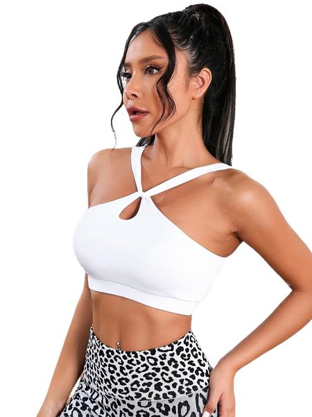 

cut out twist front sports bra 729i#, Gray