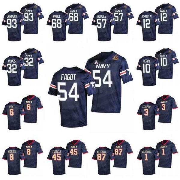 

a001 54 diego fagot 2021-22 navy midshipmen jersey semper fi jamal glenn tama tuitele mychal cooper dalen morris wahle tyger goslin tai lava, Black