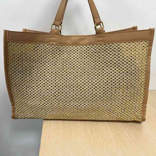

designer straw tote bag women summer handbag luxury shoulder bucket leather crossbody female shopping purses 220401