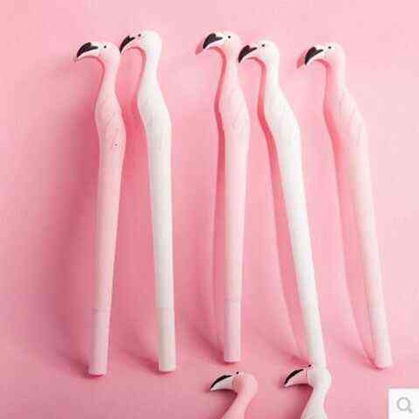 

pen korean stationery cartoon neutral flamingo soft rubber signature 0.5mm black ink student reward gift