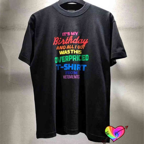 

multicolor graphic vetements birthday tee men women blend print t shirt loose fit vtm short sleeve, White;black