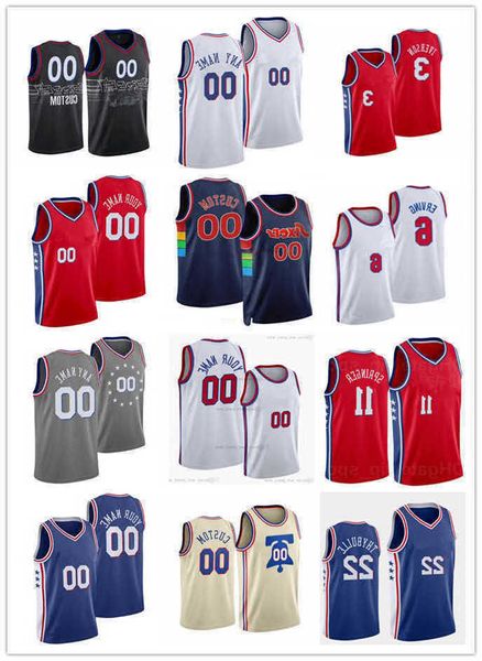 

75th men women youth philadelphia''76ers''11 jaden springer 22 matisse thybulle 6 julius erving allen 3 iverson basketba, Black;red