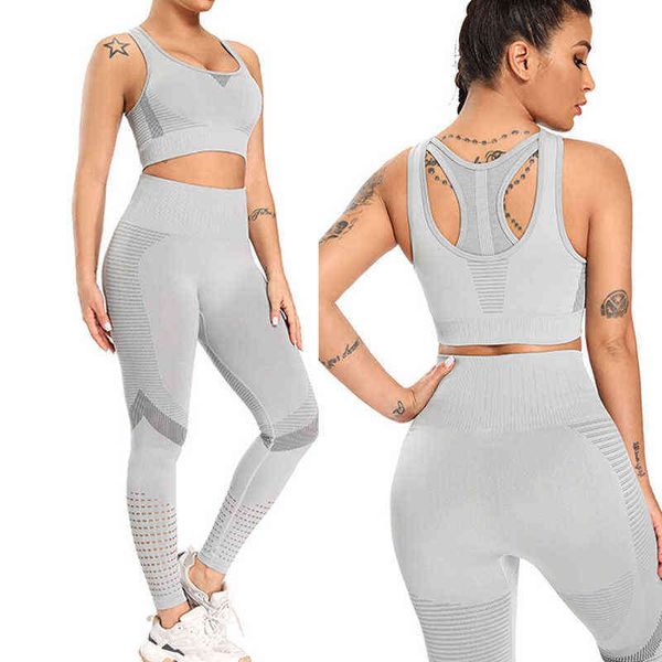 Piece Yoga Set Reggiseno sportivo e pantaloni Abbigliamento da palestra Abbigliamento da corsa Leggings da allenamento Fitness Sport J220706