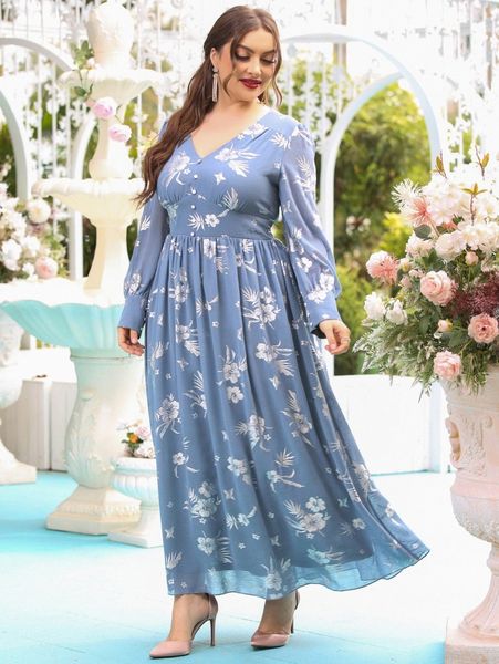 

plus floral print maxi dress o6xo#, Black