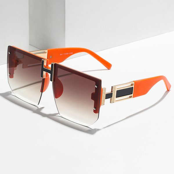 

hbp luxury rimless oversized sunglasses women men fashion vintage travel square flat uv400 eyewear 220714, White;black