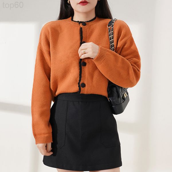 

women's sweaters designer []autumn and winter new style sweet foreign contrast color simple sweater cardigan french female gnmw, White;black