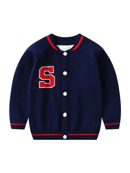 

toddler boys letter pattern button up cardigan she, Blue