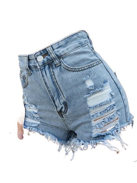 

ripped raw hem denim shorts j1mj#, White;black