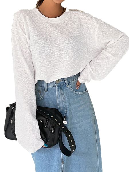 

dazy solid drop shoulder tee m7mf#, White