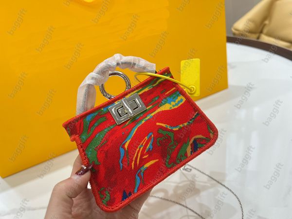 

nano peekaboo mini baguette charm bags chain flap cross body shoulder coin purse luxury women girl waist bag embroidery letter handbag rouge