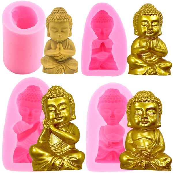 Buddha Design Stampo per candele in silicone Fondente Stampi per caramelle al cioccolato Aromaterapia Cera Resina Artigianato in gesso Realizzazione di stampi per sapone 220721