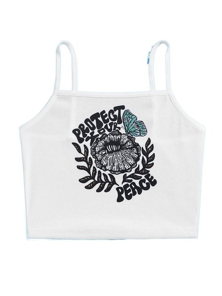 

x zoe radford slogan and butterfly print cami s9vx#, White
