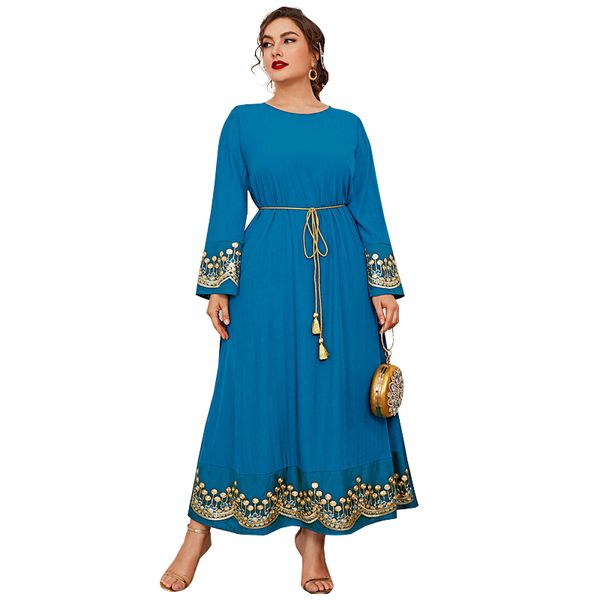 

casual dresses loose oversized dress women 2022 spring autumn long sleeve embroidery floral solid plus size clothing, Black;gray