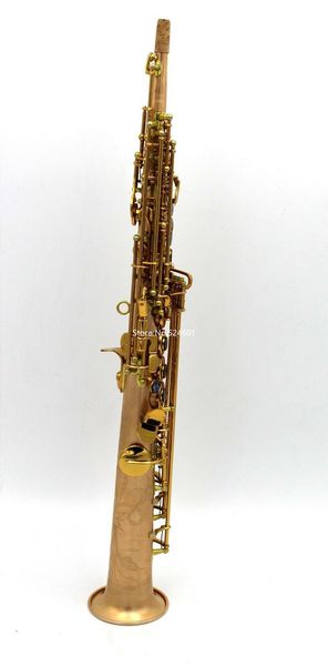 

new arrival straight soprano saxophone b flat rose brass copper body f# key musical instrument with case