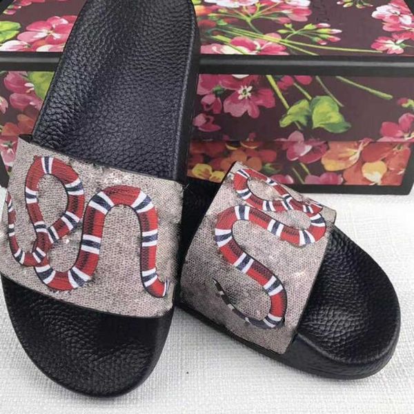 

men women slippers designer rubber slides sandal flat blooms strawberry tiger bees green red white web fashion shoes beach flip flops flower, Black