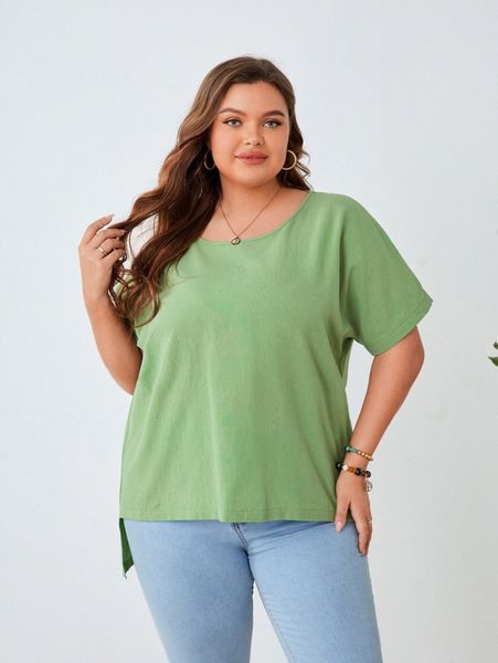 

emery rose plus solid batwing sleeve blouse o76z#, Black