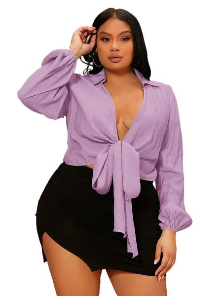 

sxy plus tie front crop q9ew#, Black