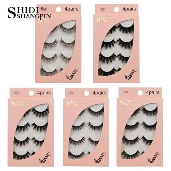 

4 pairs box 100% thick real mink false eyelashes natural for beauty makeup extension fake eyelashes false lashes for women girls248a