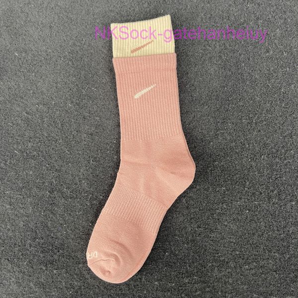 

classic fashion men socks hook brand color stitched men's women's long tube sports training sock street couple middle tubes luxury, Black