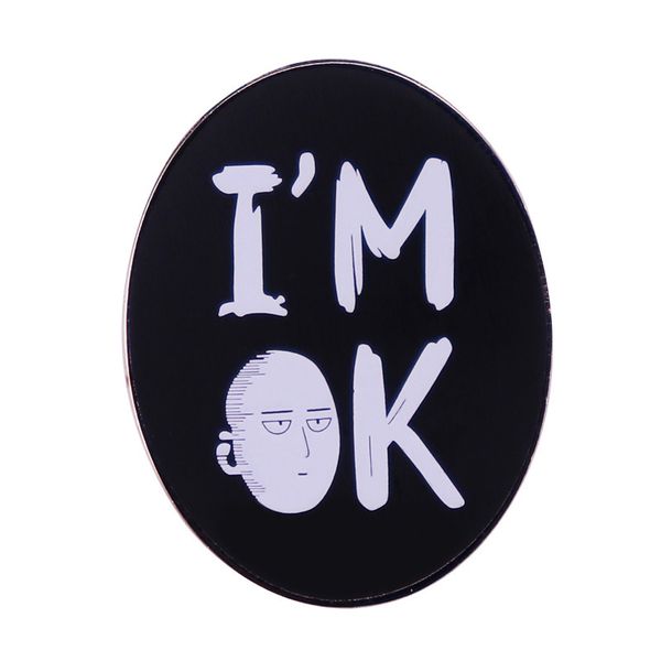 

one punch man enamel pin i'm ok brooch anime badge, Blue