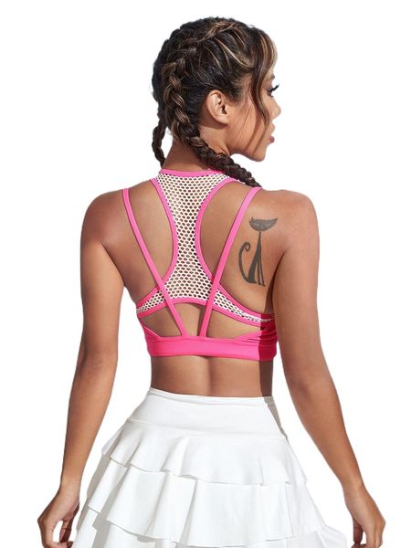 

racer back hollow out contrast binding sports bra 08xm#, Gray
