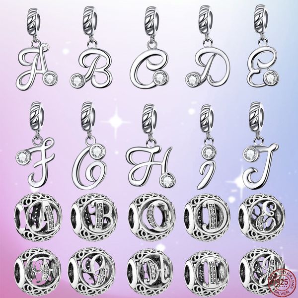 925 Silber Fit Pandora Charm für Frauen 925 Armband Buchstabe A-Z Alphabet Charms Set Anhänger DIY Feine Perlen Schmuck