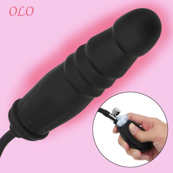 OLO Aufblasbarer Anal-Dildo-Stecker mit Pumpe, Silikon, sexy Spielzeug für Frauen, Männer, Dilatator, Massage, erweiterbarer Hintern