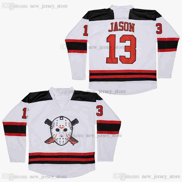 

movie mask 13 jason hockey jerseys white, Black;red