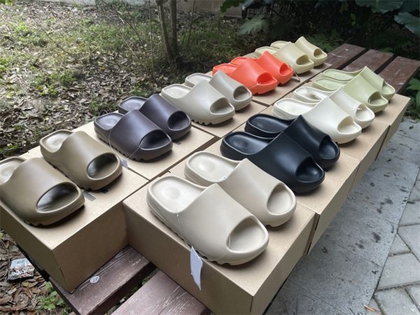 

slides desert sand slippers sandal men women glow green onyx ochre resin soot designer luxury fashion flat flip flops shoe enflame, Black