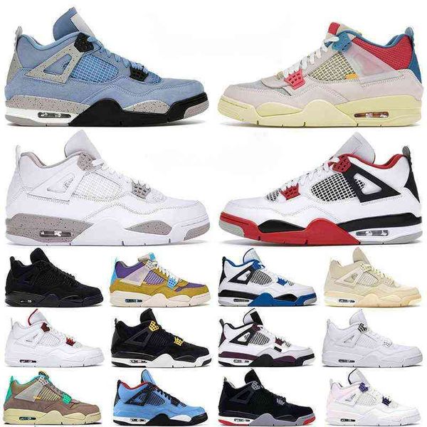

mens basketball shoes 4s 4 university blue black cat pure money bred guava ice metallic purple fire red white oreo men sports