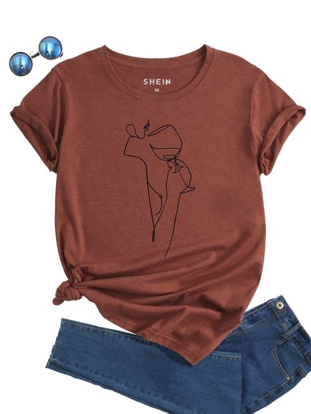 

abstract figure & goblet print tee f4nv#, White