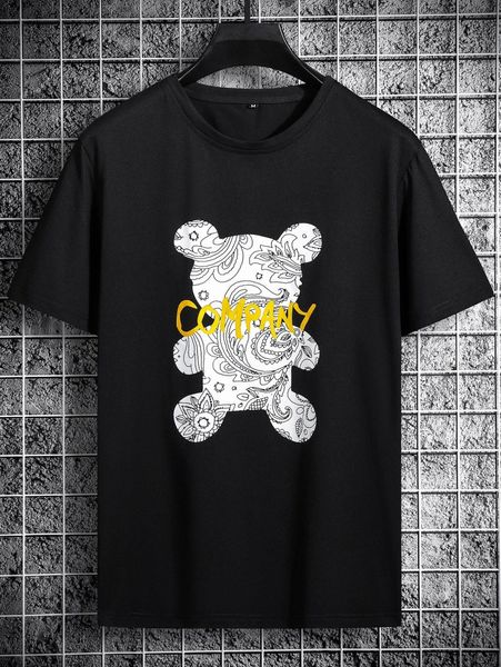 

men cartoon & letter graphic tee 51aw#, White;black