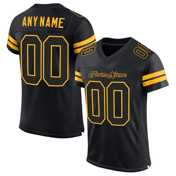 

custom black black-gold mesh authentic football jersey
