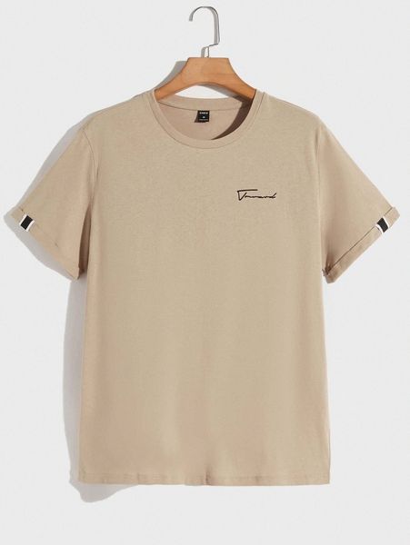 

men letter graphic curved hem tee p3a7#, White;black