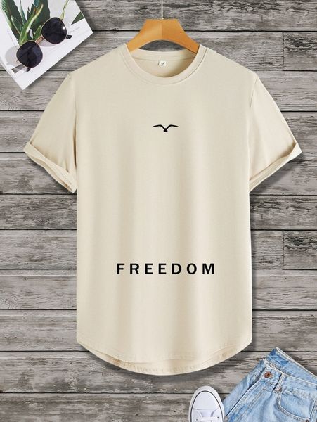 

men bird & letter graphic high low tee y5tg#, White;black