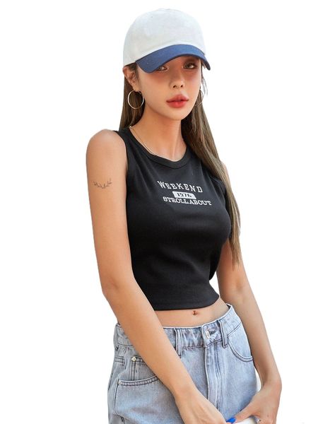 

dazy letter graphic rib-knit crop tank y6uy#, White