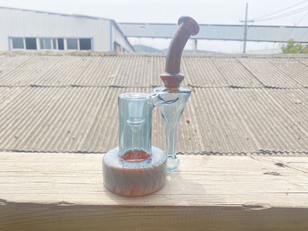 Pipe da fumo, rbr, doppia ambra viola, blu americano, fumatori, bong in vetro, giunto da 14 mm