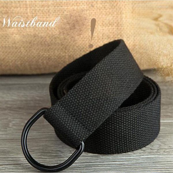 Moda unissex homens homens homens caça de fivela de fivela de fivela de fivela de tecido de tecido Banda de cintura sólida causal preto 110-150 cm Belts de preço por atacado ENEK22