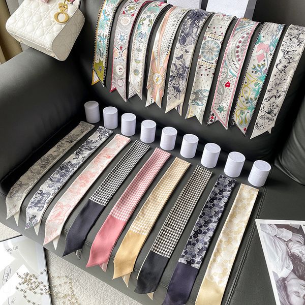 

band d high version 18  silk scarf arm bag ribbon thin narrow long hair decoration small scarf jungle animal h, Blue;gray